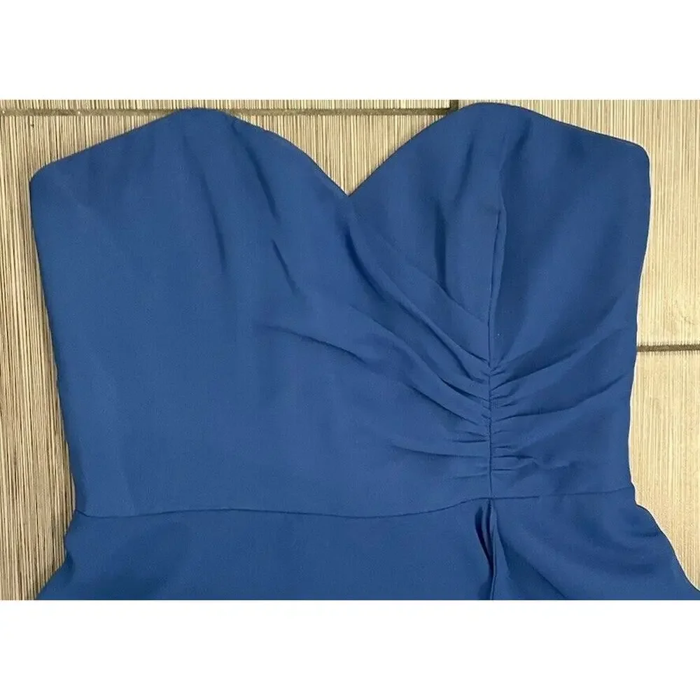 Alfred Angelo Womens Chiffon Dress Size 8 Blue Knee Length Sweetheart Neck